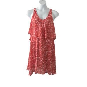 Suite 7 Women's Geometric Sleeveless V-Neck Knee Length Lined Coral Dress 8